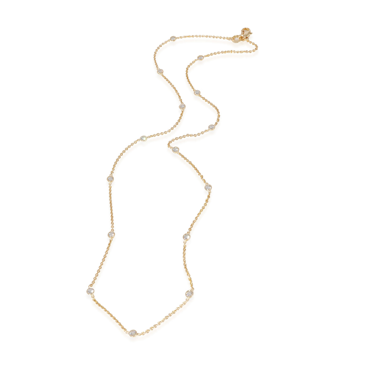 Diamond Station Necklace in 14K Yellow Gold 0.75 CTW