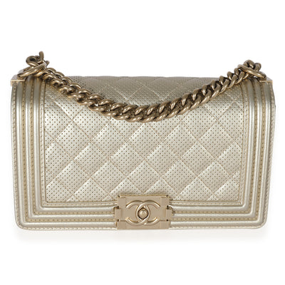 Chanel Gold Perforated Old Medium Boy Bag