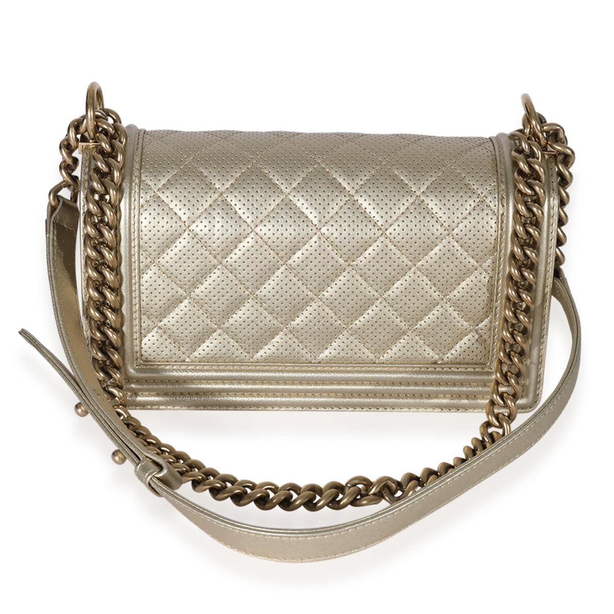 Chanel Gold Perforated Old Medium Boy Bag | myGemma | Item #126705