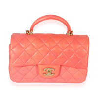 Chanel 22P Quilted Lambskin Mini Top Handle Flap Bag