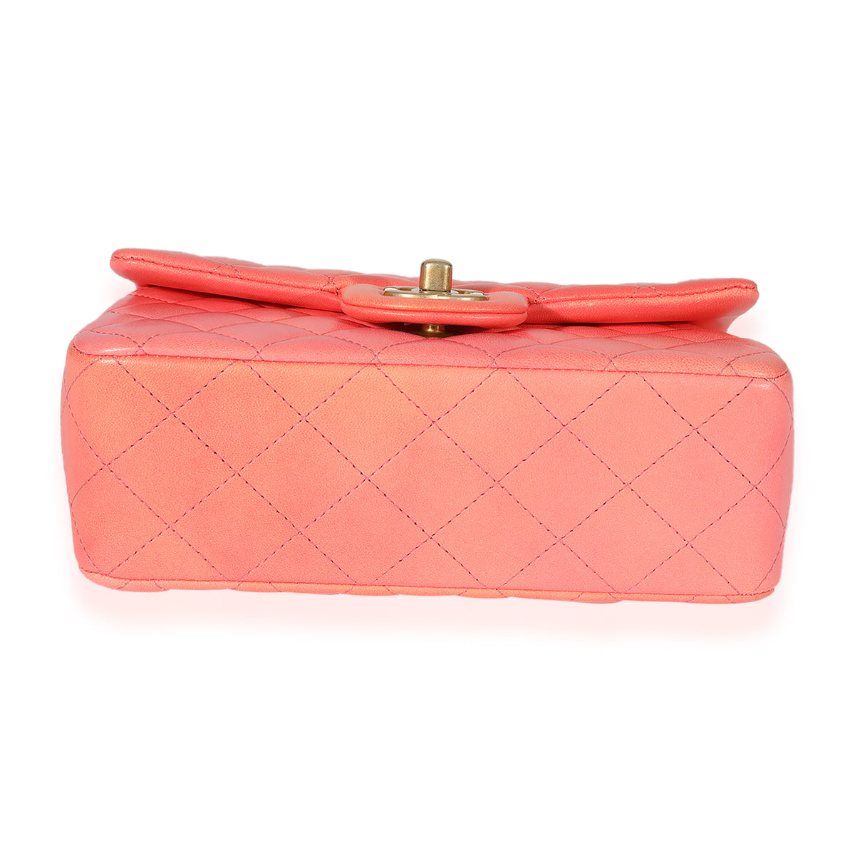 Chanel Mini Square Flap with Top Handle Light Orange and Ecru