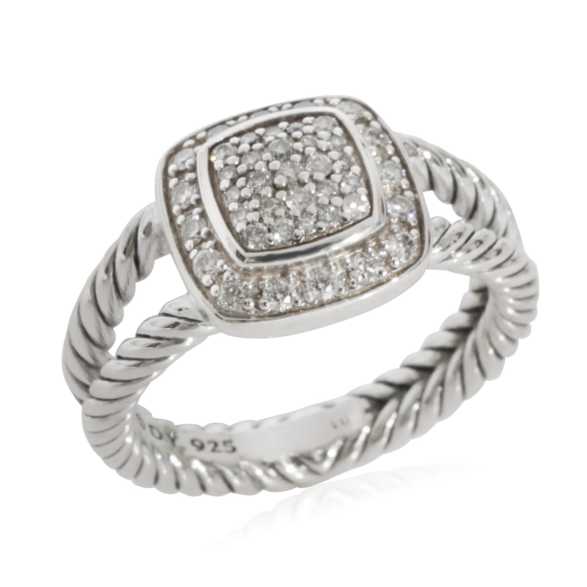 David Yurman Petite Diamond Albion Ring in Sterling Silver 0.38 CTW