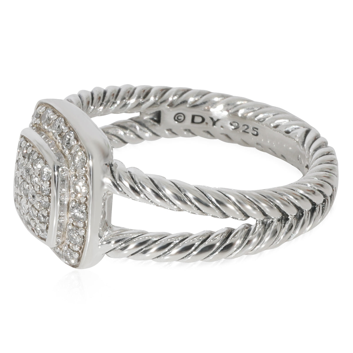 David Yurman Petite Diamond Albion Ring in Sterling Silver 0.38 CTW