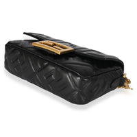 Fendi Black Logo Embossed Mini Baguette