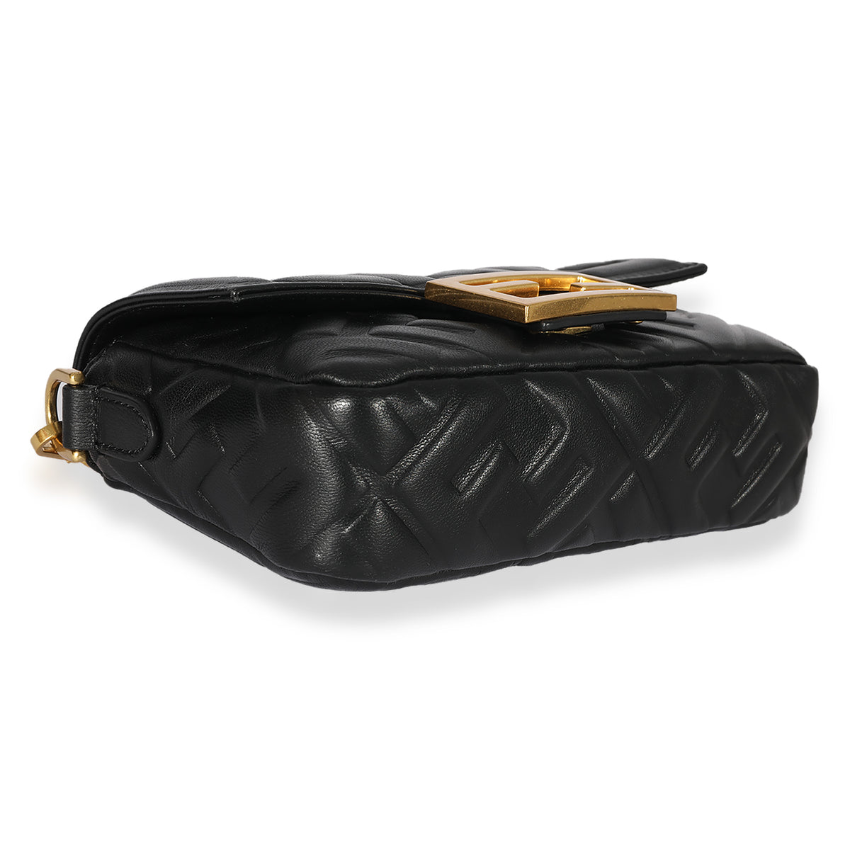 Fendi Black Logo Embossed Mini Baguette