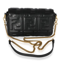 Fendi Black Logo Embossed Mini Baguette