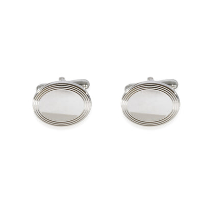 Tiffany & Co. Oval Engine Turn Cufflinks in Sterling Silver