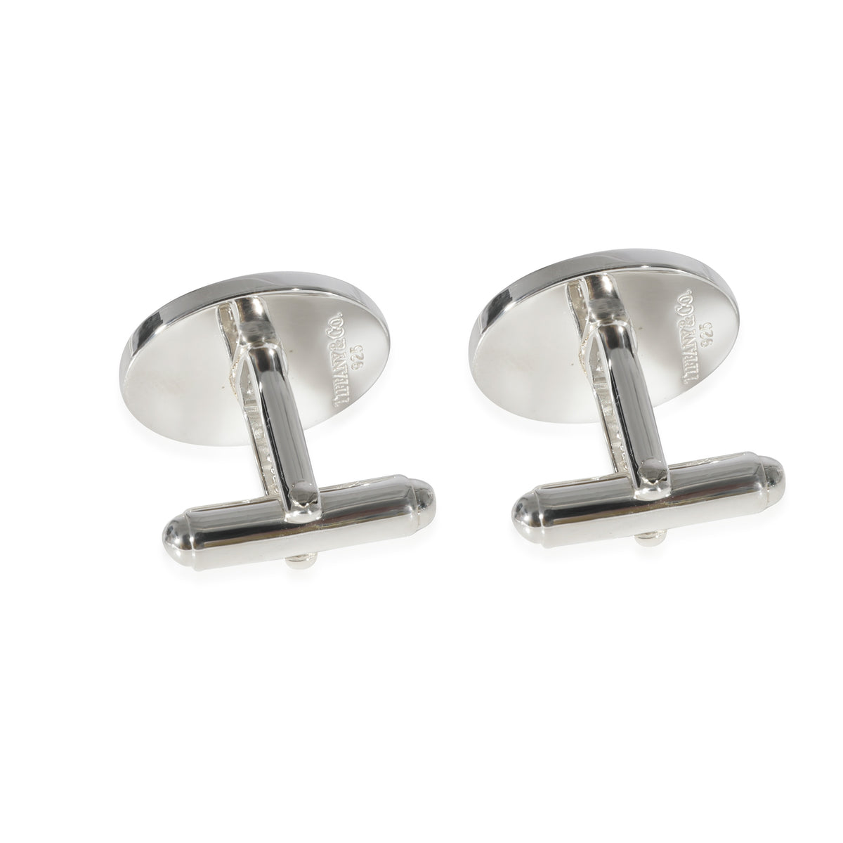 Tiffany & Co. Oval Engine Turn Cufflinks in Sterling Silver