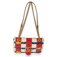 Gucci White & Multicolor Leather GG Marmont Trompe Loeil Shoulder Bag