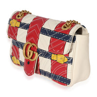 Gucci White & Multicolor Leather GG Marmont Trompe Loeil Shoulder Bag