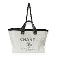 Chanel Grey & Black Canvas Large Deauville Tote