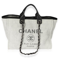 Chanel Grey & Black Canvas Large Deauville Tote