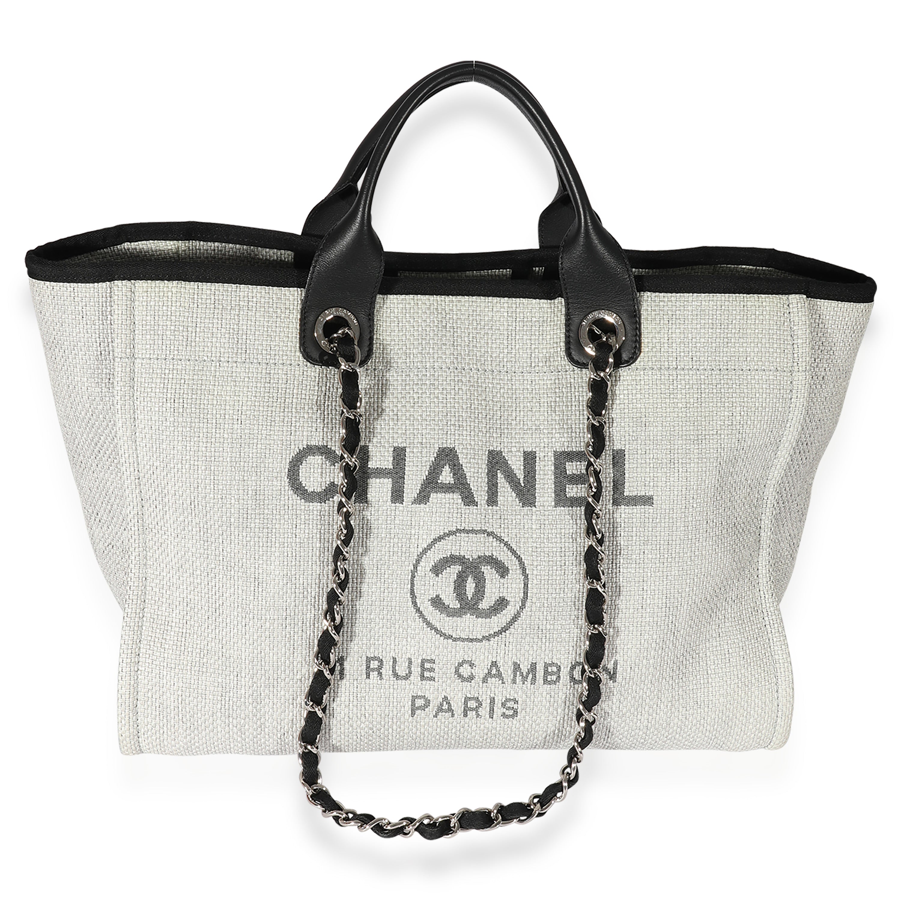 CHANEL Deauville Tote Pink Canvas Large Silver Hardware 2016