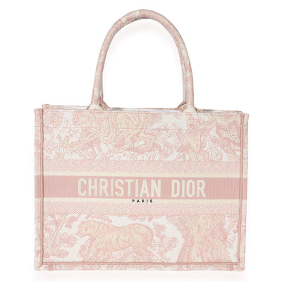 Christian Dior Pink Toile De Jouy Embroidery Medium Book Tote