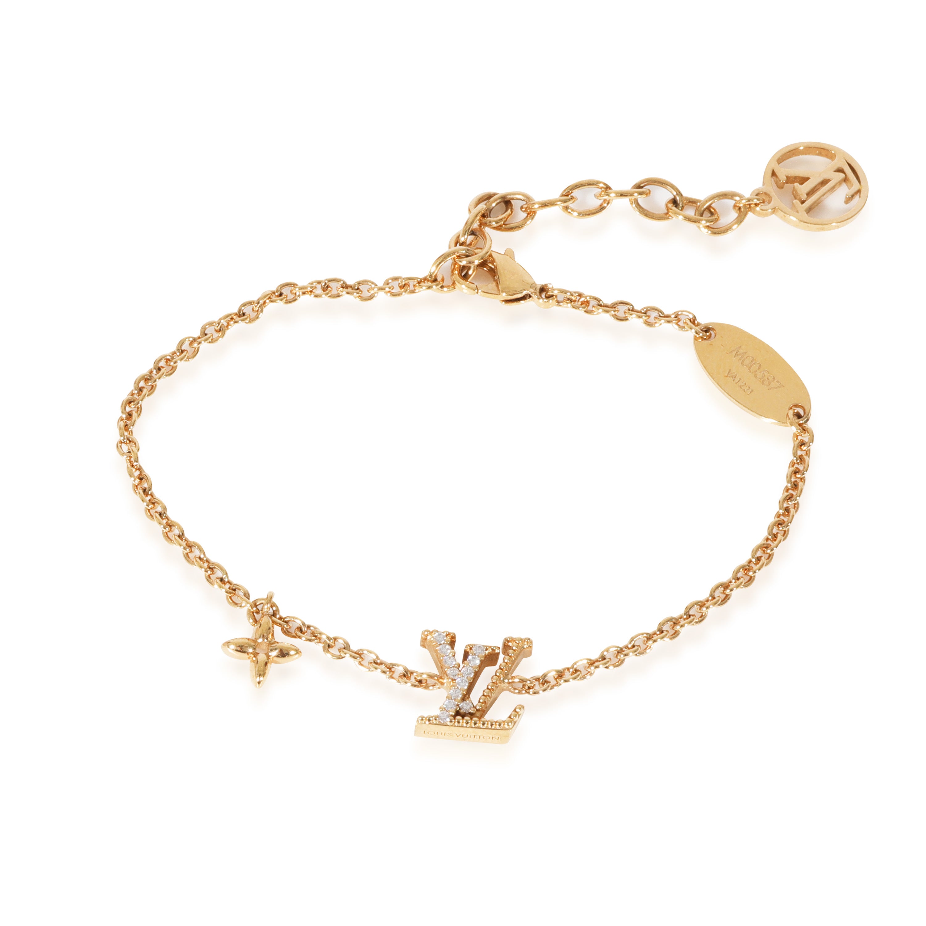 LOUIS VUITTON Metal Crystal LV Iconic Bracelet Gold 1282849
