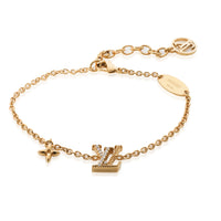LOUIS VUITTON Bracelet Bangle Chain LV Iconic Rhinestone M00587 Gold GP  auth