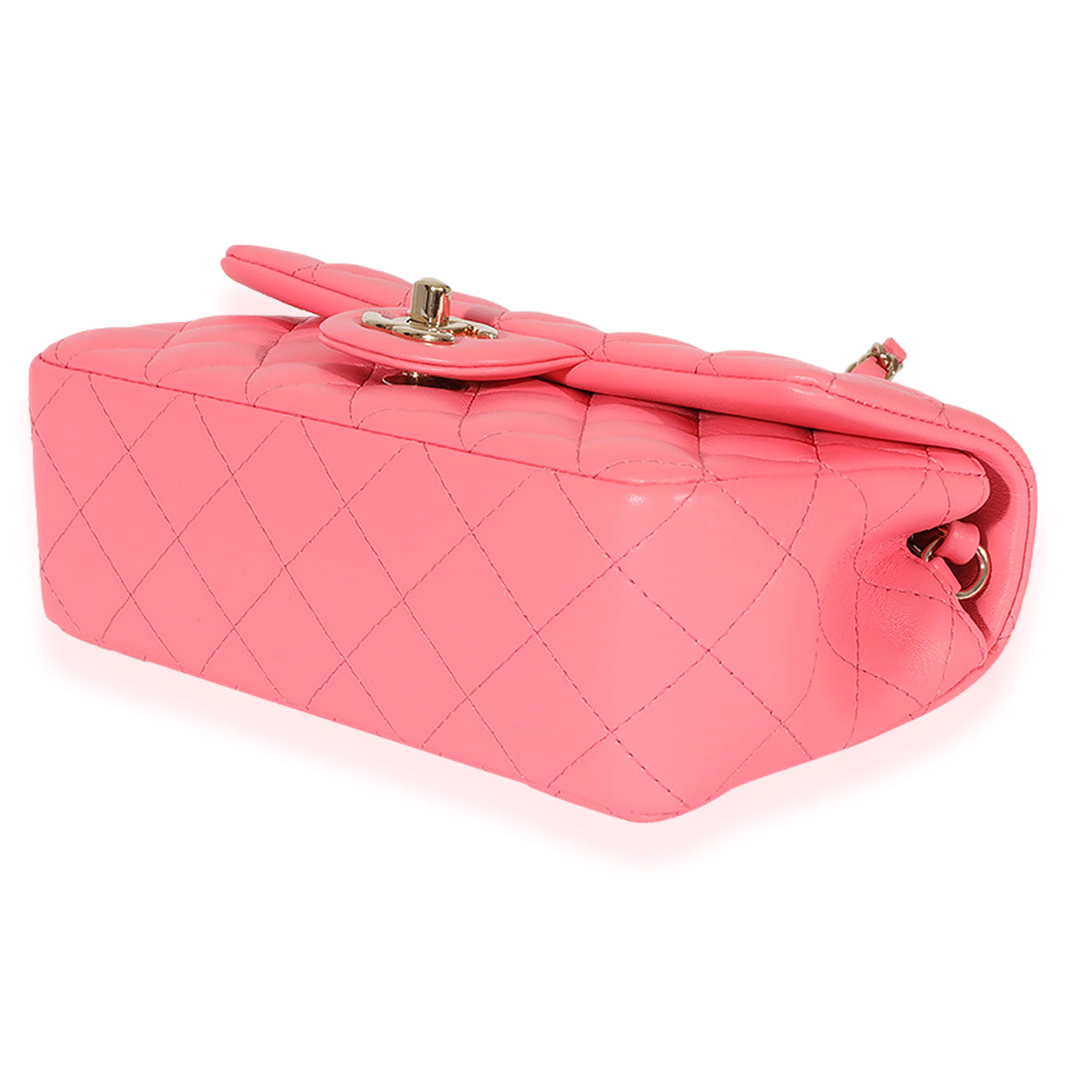 22S CC In Love Heart Zipped Pink Lambskin Quilted Belt Bag LGHW
