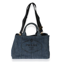 Prada Blue Denim Large Canapa Tote