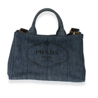 Prada Blue Denim Large Canapa Tote