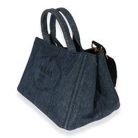 Prada Blue Denim Large Canapa Tote