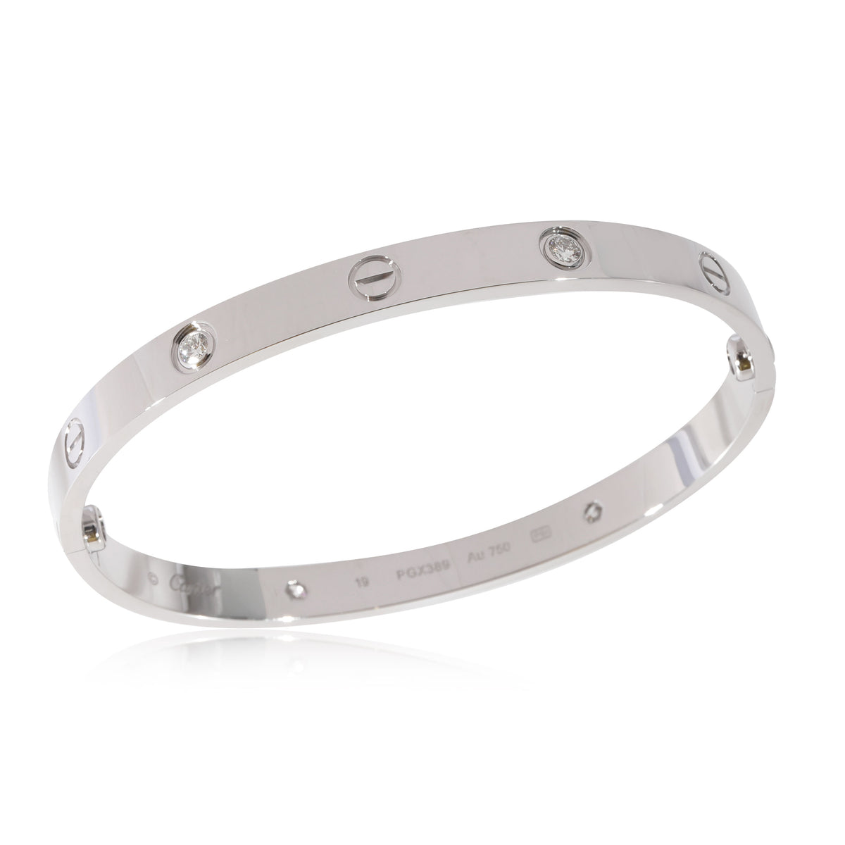 Cartier Love 4 Diamond Bracelet in 18K White Gold 0.42 CTW