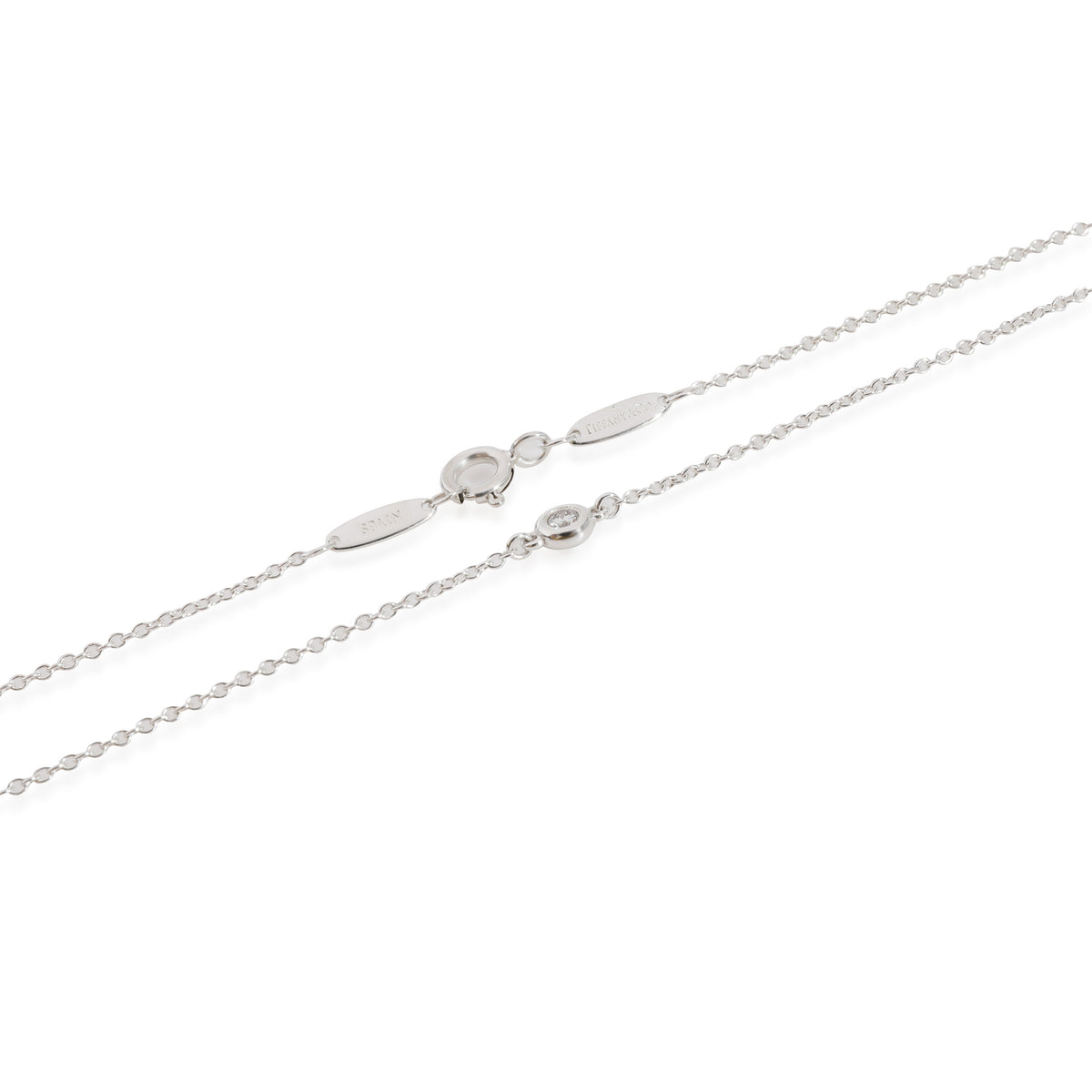 Tiffany Elsa Peretti Diamond by the Yard Necklace in Sterling Silver 0.25 CTW