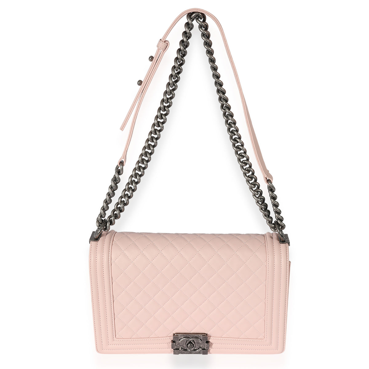 Chanel Light Pink Quilted Calfskin Medium Boy Bag