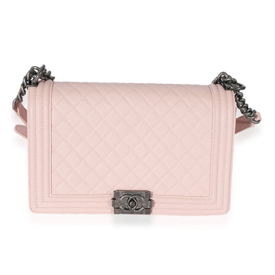 Chanel Light Pink Quilted Calfskin Medium Boy Bag