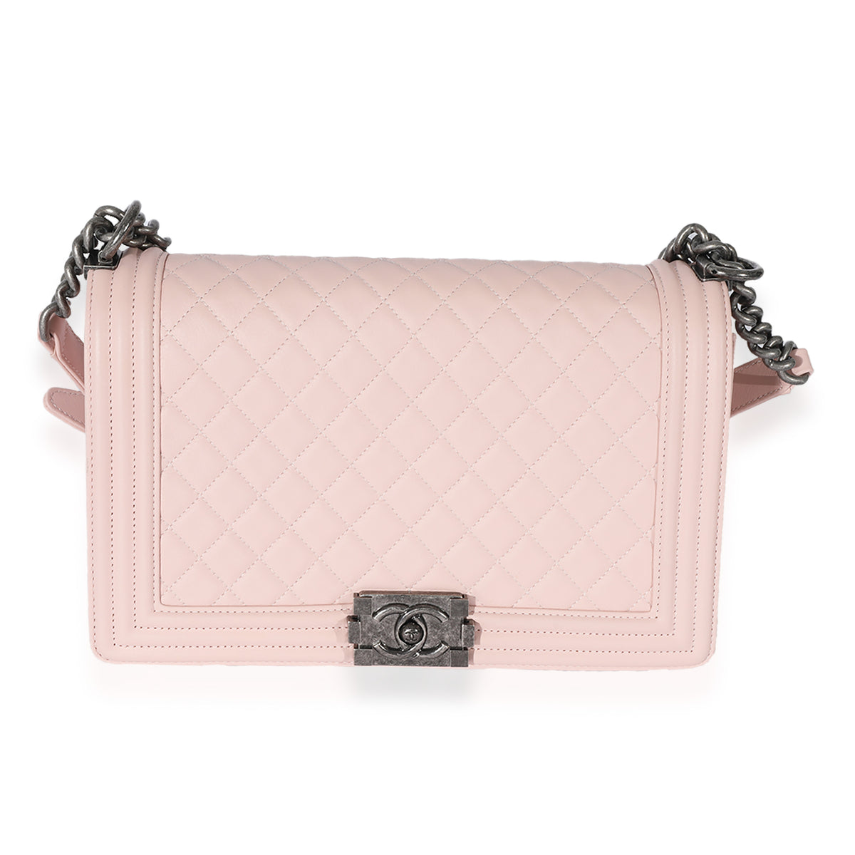 Chanel Light Pink Quilted Calfskin Medium Boy Bag