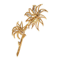 Poinsettia Flower Brooch in 18K Yellow Gold Diamond 0.75 CTW