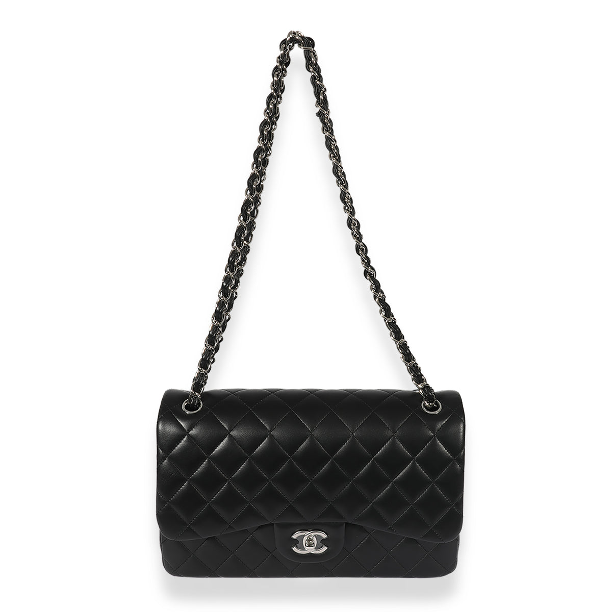 Chanel Black Quilted Lambskin Jumbo Double Flap Bag