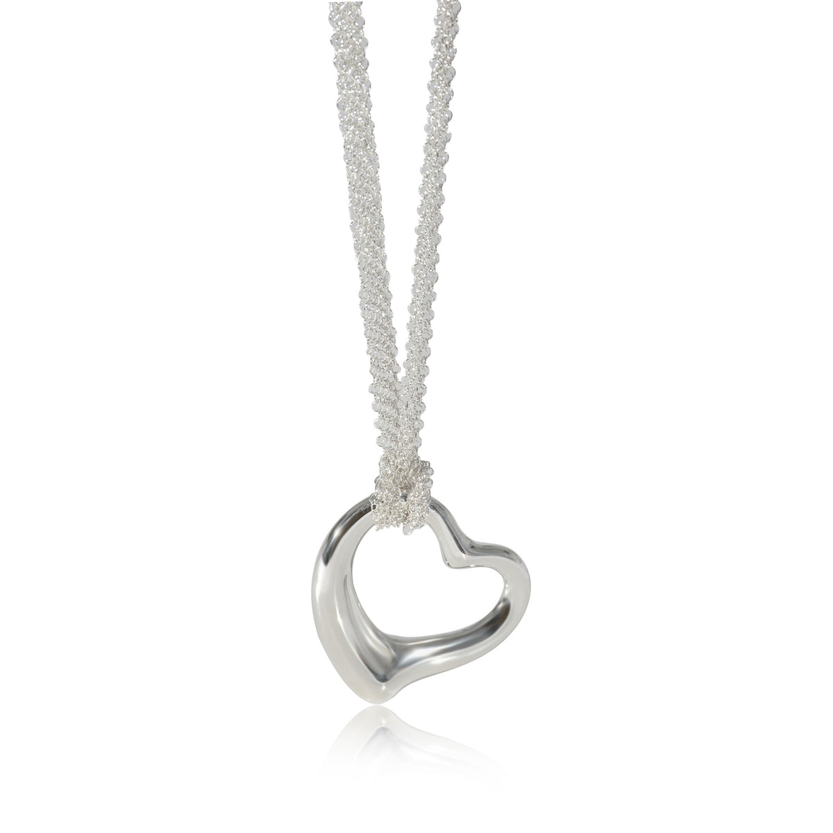 Tiffany & Co. Elsa Peretti Open Heart Pendant On Mesh Chain in Sterling Silver