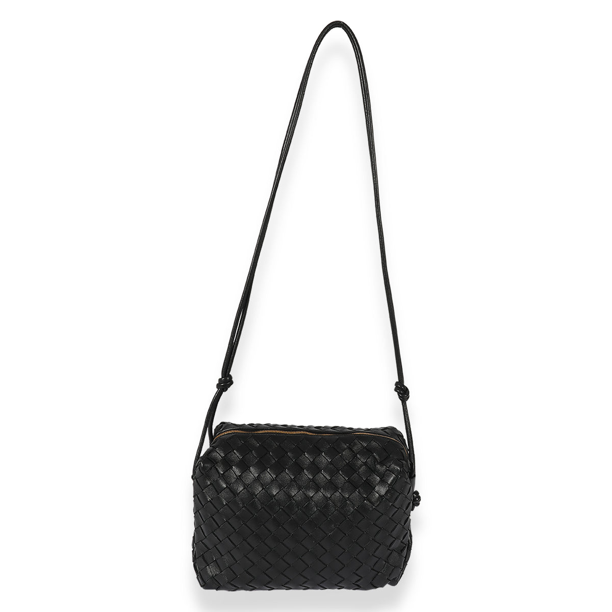 Bottega Veneta Black Intrecciato Leather Medium Loop Crossbody Bag