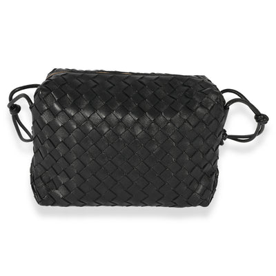 Bottega Veneta Black Intrecciato Leather Medium Loop Crossbody Bag