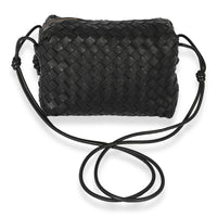 Bottega Veneta Black Intrecciato Leather Medium Loop Crossbody Bag