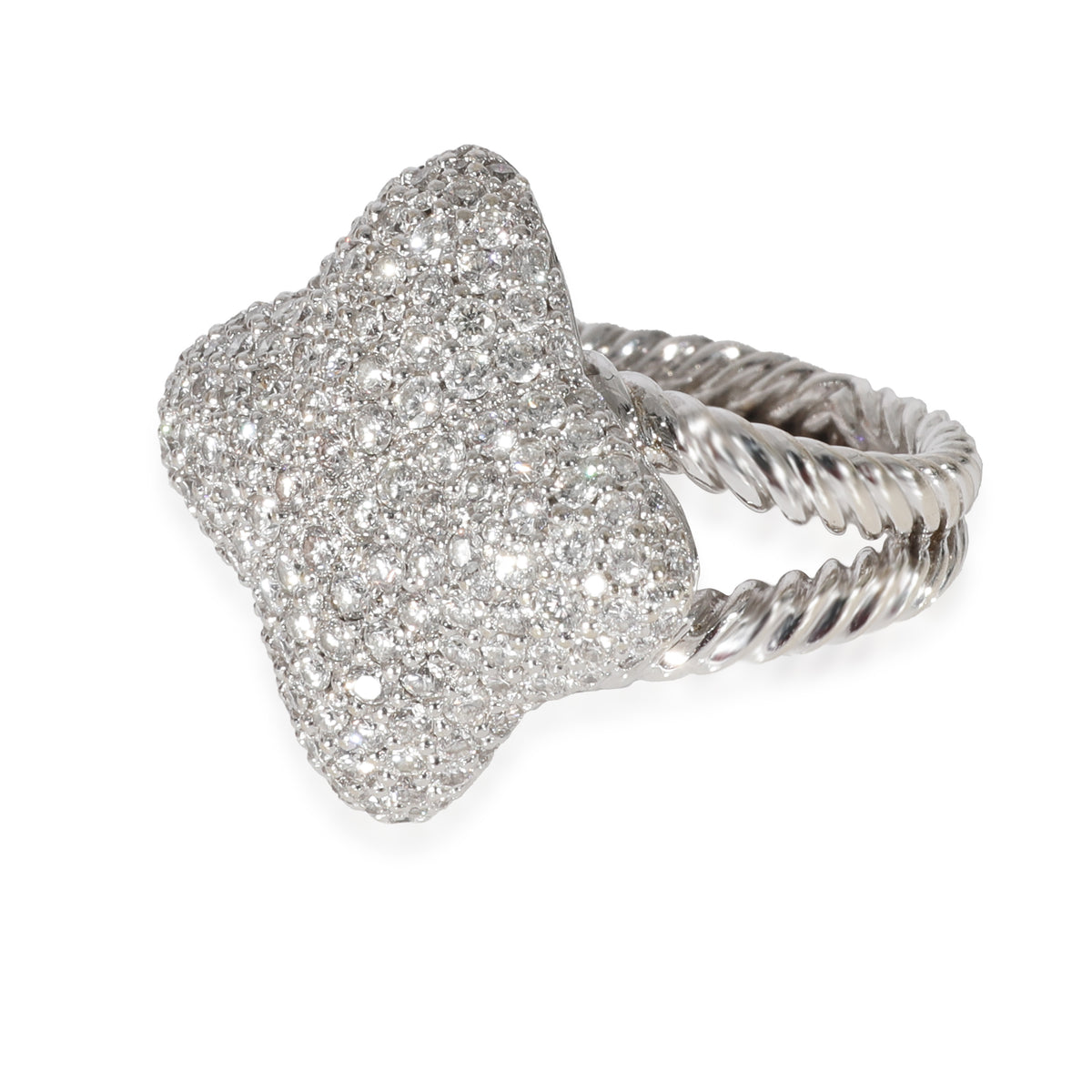 David Yurman Quatrefoil Diamond Ring in 18K White Gold 1.92 Ctw