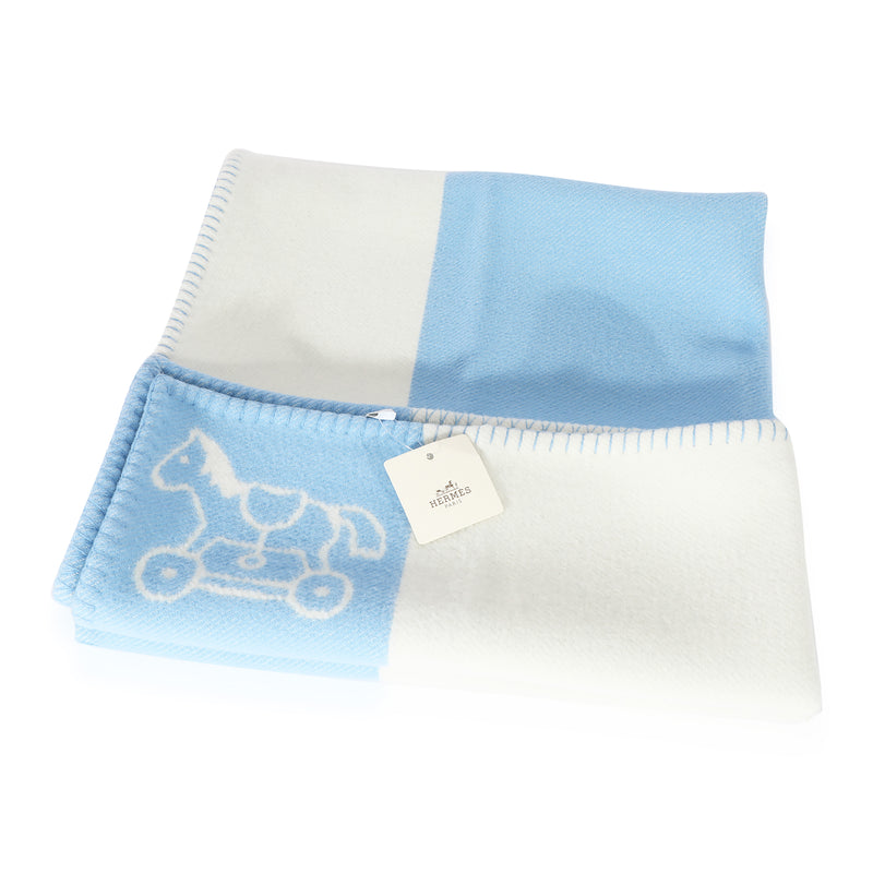 Hermès Bleu Glacier Wool Adada Avalon Baby Blanket
