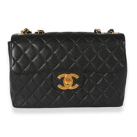 Chanel Vintage Black Quilted Caviar XL Jumbo Flap Bag