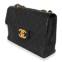 Chanel Vintage Black Quilted Caviar XL Jumbo Flap Bag