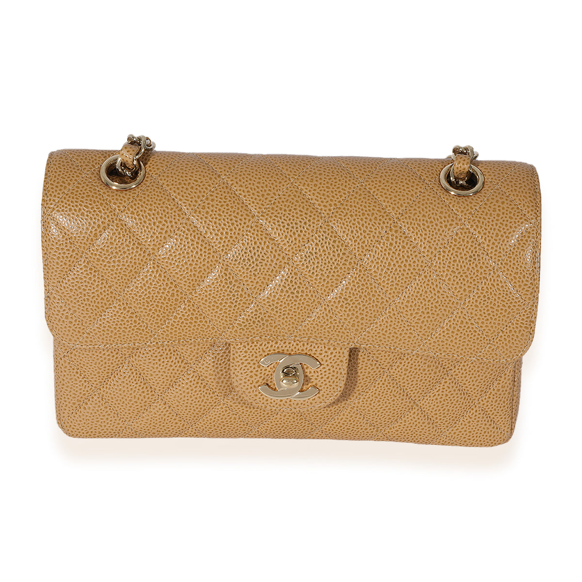 Chanel Beige Quilted Caviar Small Classic Double Flap Bag, myGemma, SG