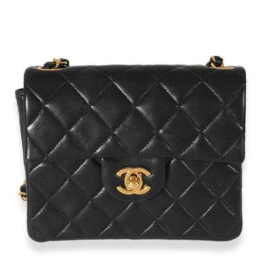 Chanel Vintage Black Quilted Lambskin Mini Square Classic Flap Bag