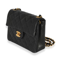 Chanel Vintage Black Quilted Lambskin Mini Square Classic Flap Bag