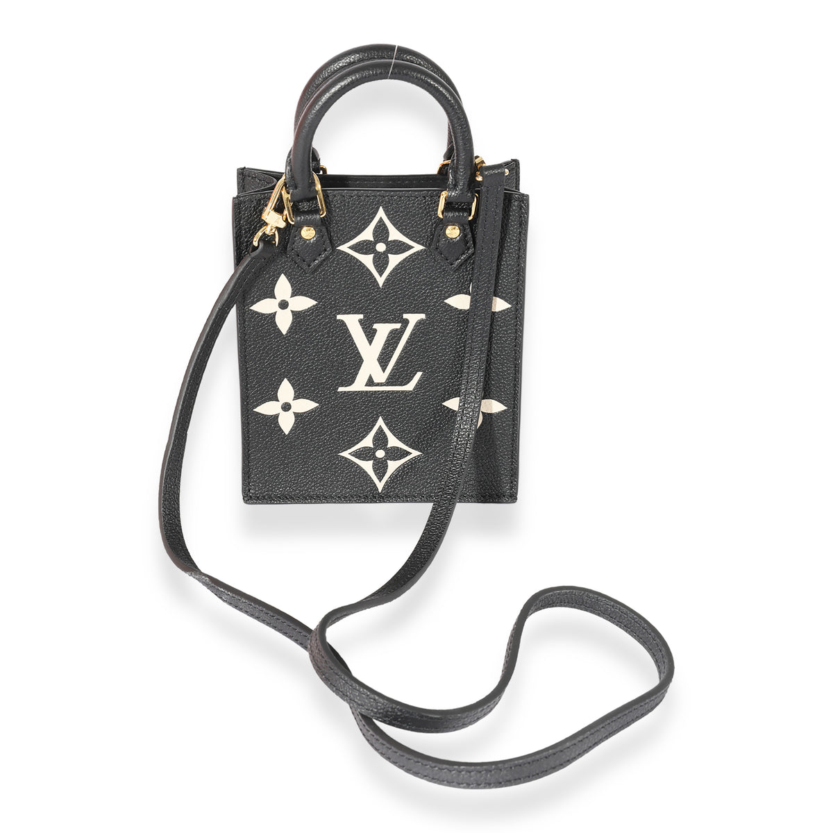Louis Vuitton Black & Beige Monogram Empreinte Petit Sac Plat