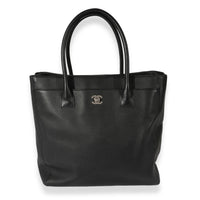 Chanel Black Leather Vertical Cerf Tote