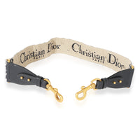 Dior Blue Oblique Embroidery Shoulder Strap With Ring