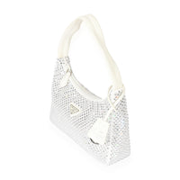 Prada White Satin Crystal Re-Edition 2000 Hobo