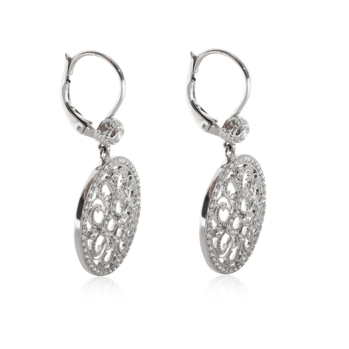 Penny Preville Diamond Oval Lace Earrings in 18KT White Gold 0.86 CTW