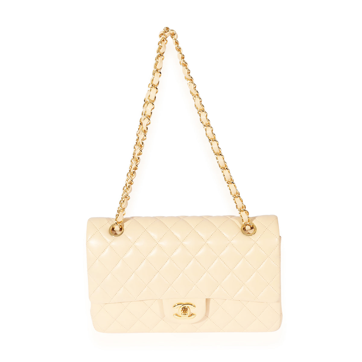 Chanel Beige Lambskin Medium Classic Flap Bag