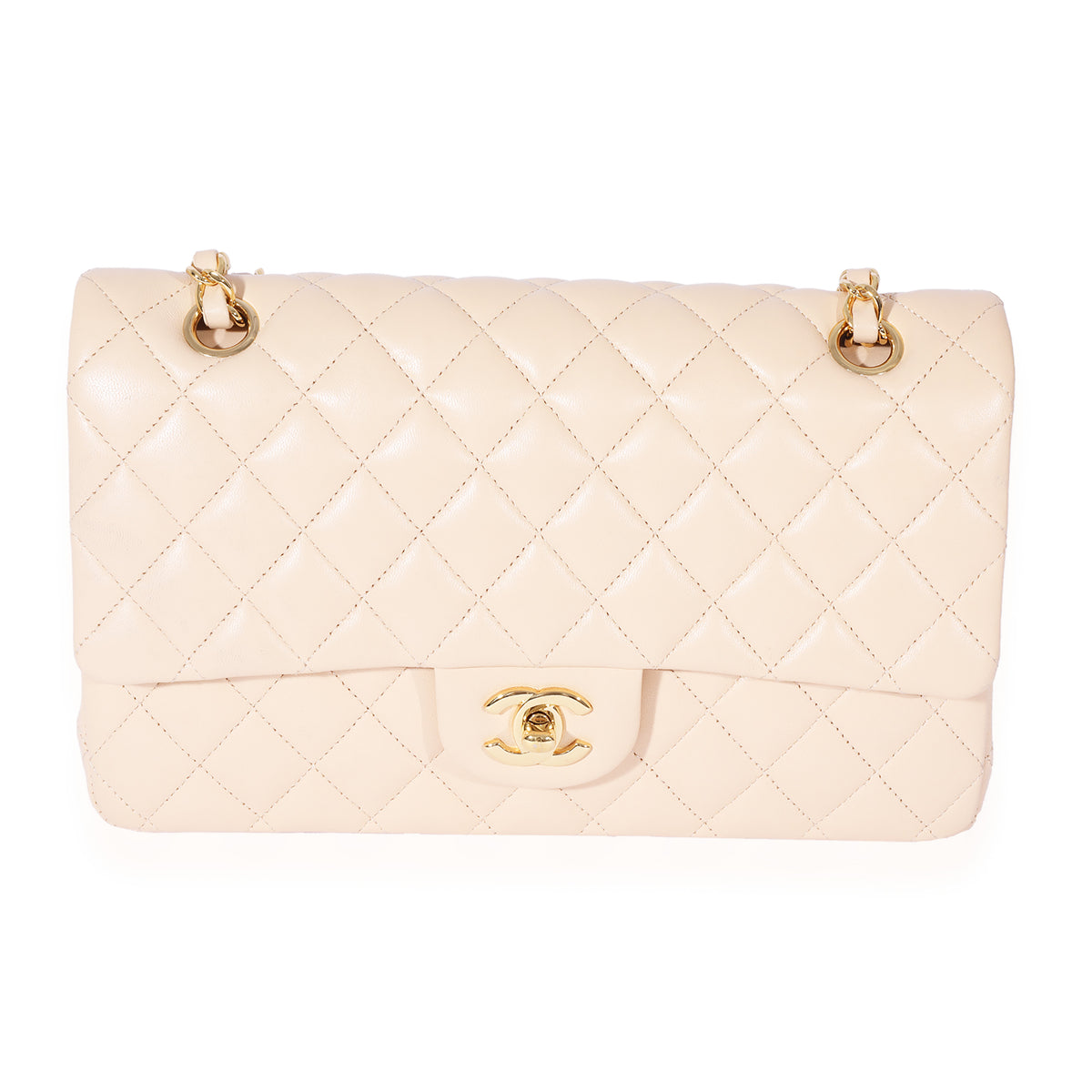 Chanel Beige Lambskin Medium Classic Flap Bag