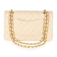 Chanel Beige Lambskin Medium Classic Flap Bag